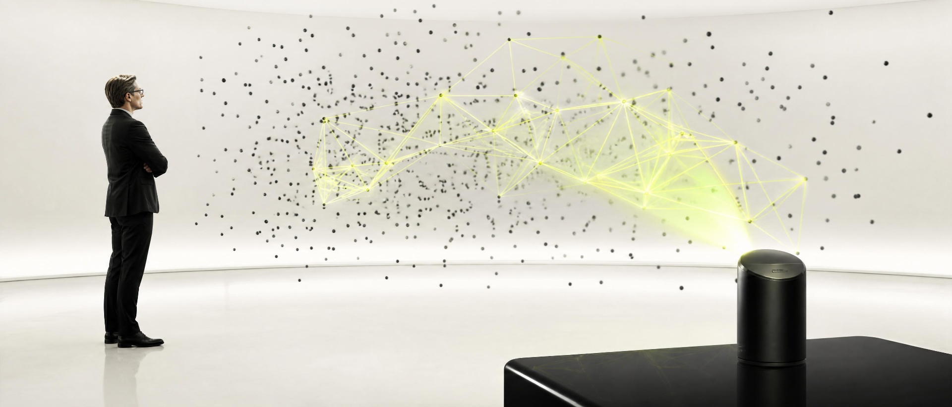 Investor observing an AI-driven data visualization